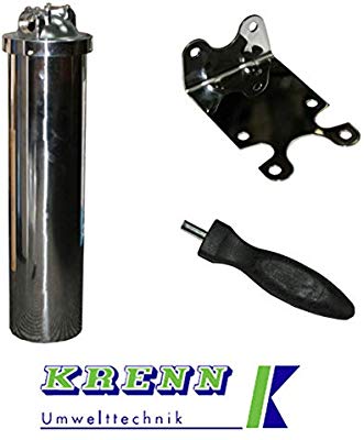 Gehäuse aus Edelstahl für Filterkerzen, 20 Zoll, 3/4 Zoll Anschluss, samt 1 x Filterkerze 10 Mikron, Kerzenfiltergehäuse
