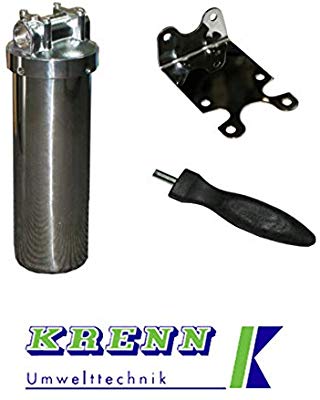 Gehäuse aus Edelstahl für Filterkerzen, 10 Zoll, 3/4 Zoll Anschluss, samt 1 x Filterkerze 10 Mikron, Kerzenfiltergehäuse